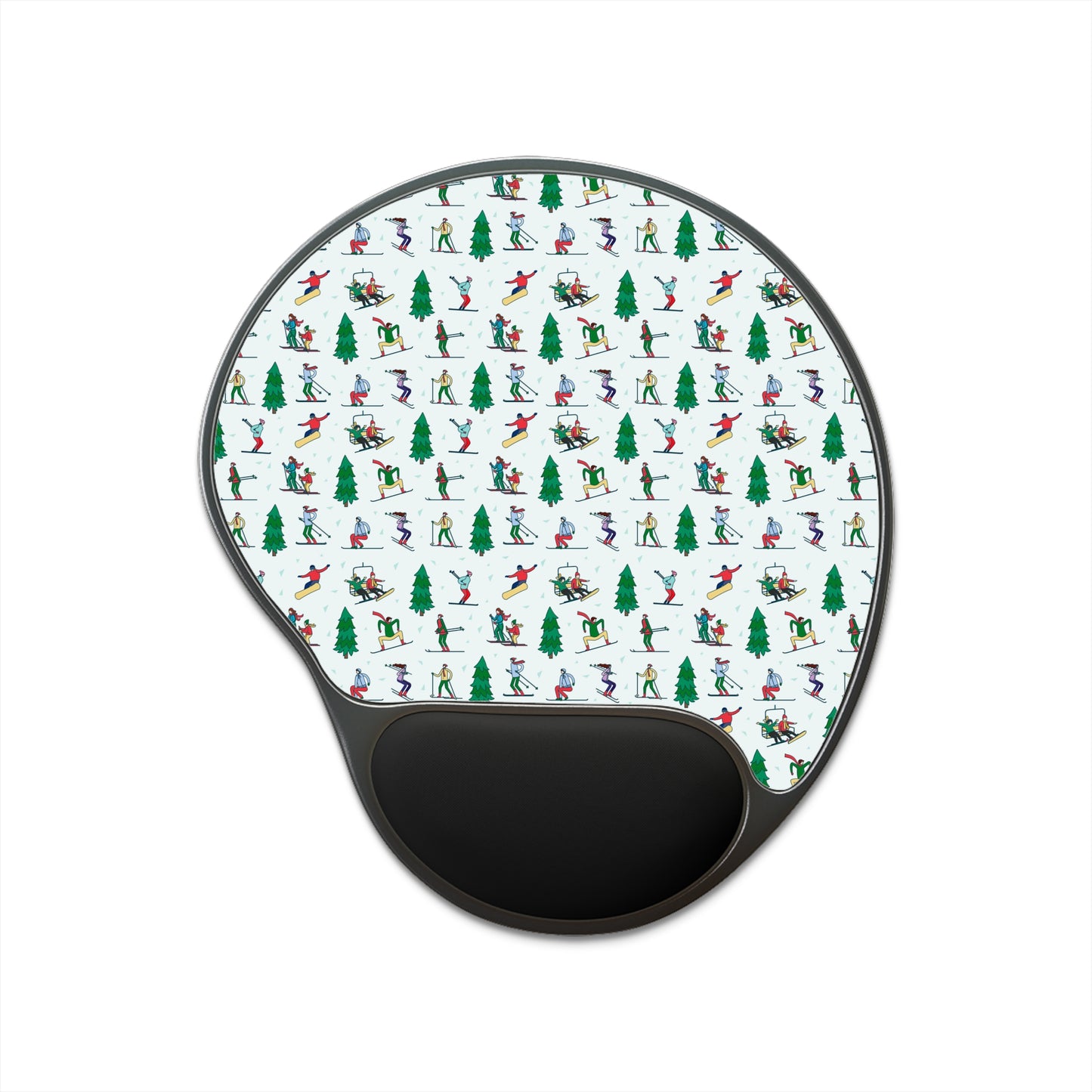 Mauspad mit Ski-Winterlandschaft-Print und ergonomischer Handgelenkauflage