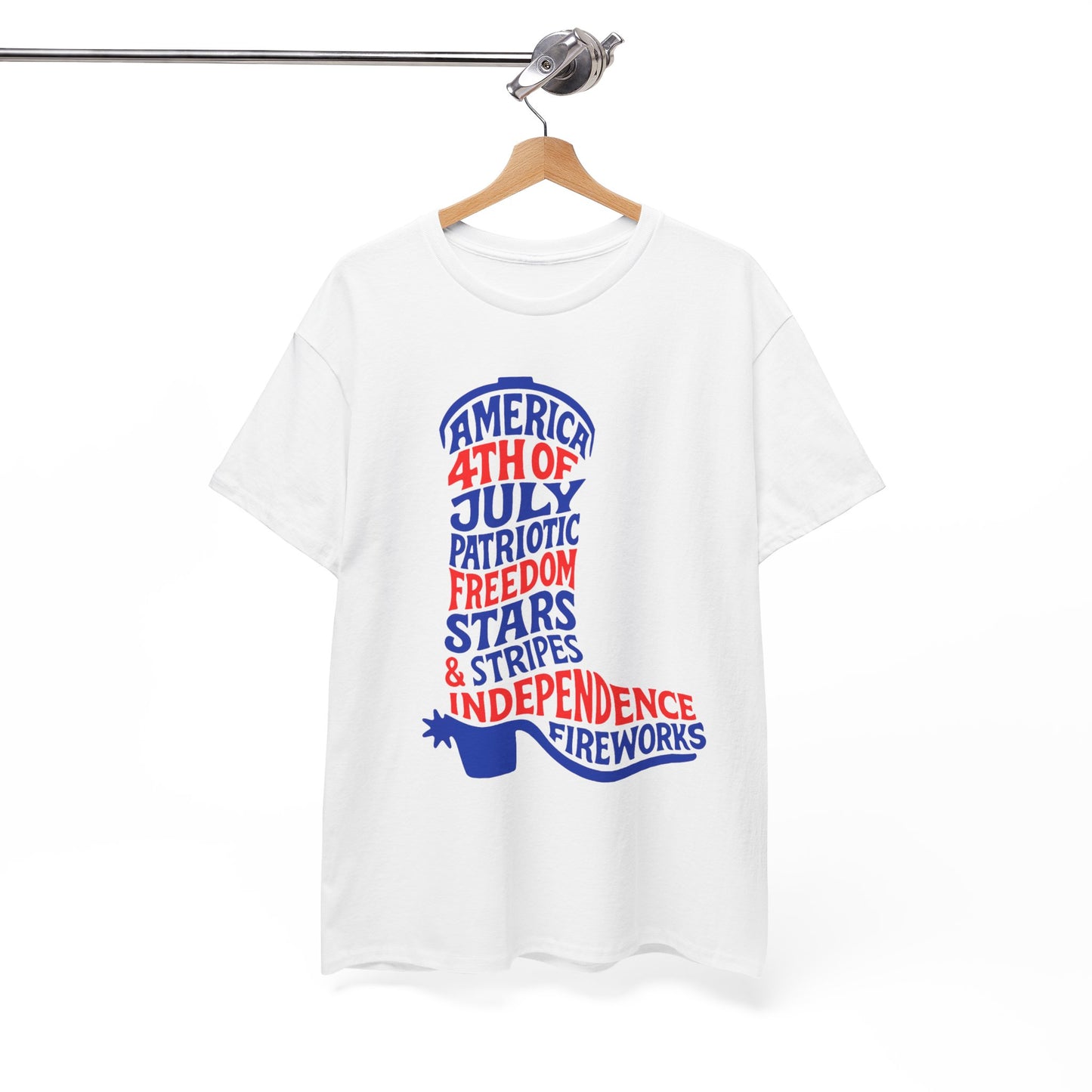 4th of July Cowboy Boot Words Graphic T-Shirt