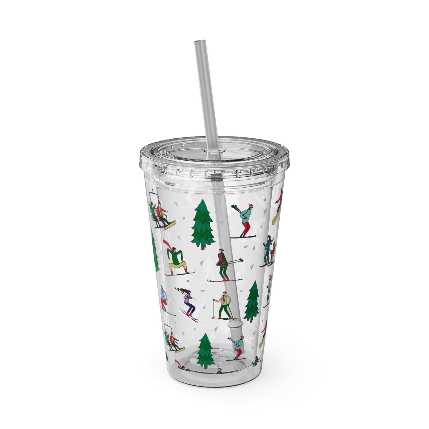 Ski Winter Landscape Themed 16oz Tumbler with Straw
