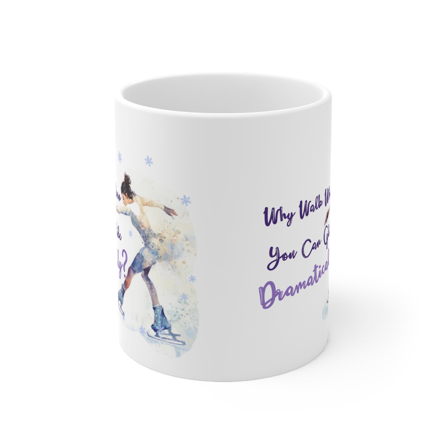 Glide Dramatically (Brown) Ice Skating Themed 11oz Ceramic Mug