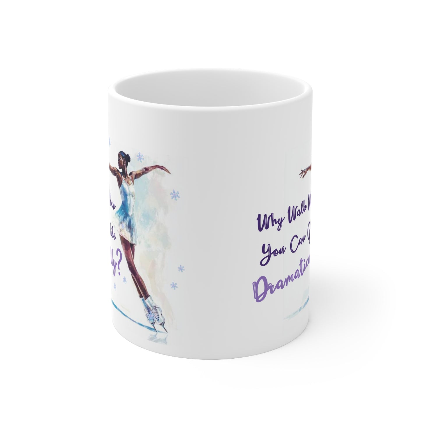 Glide Dramatically (Black) Ice Skating Themed 11oz Ceramic Mug