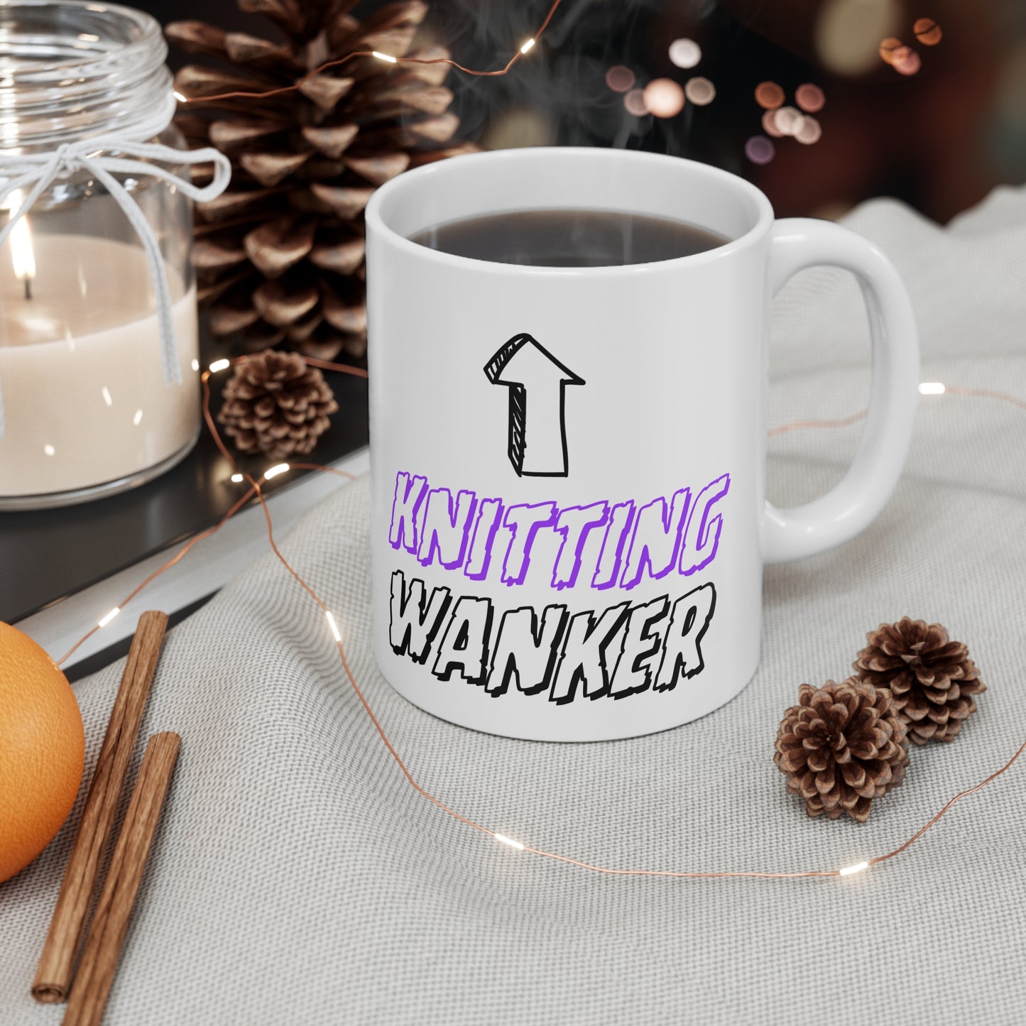 Knitting Wanker Quote 11oz Ceramic Mug