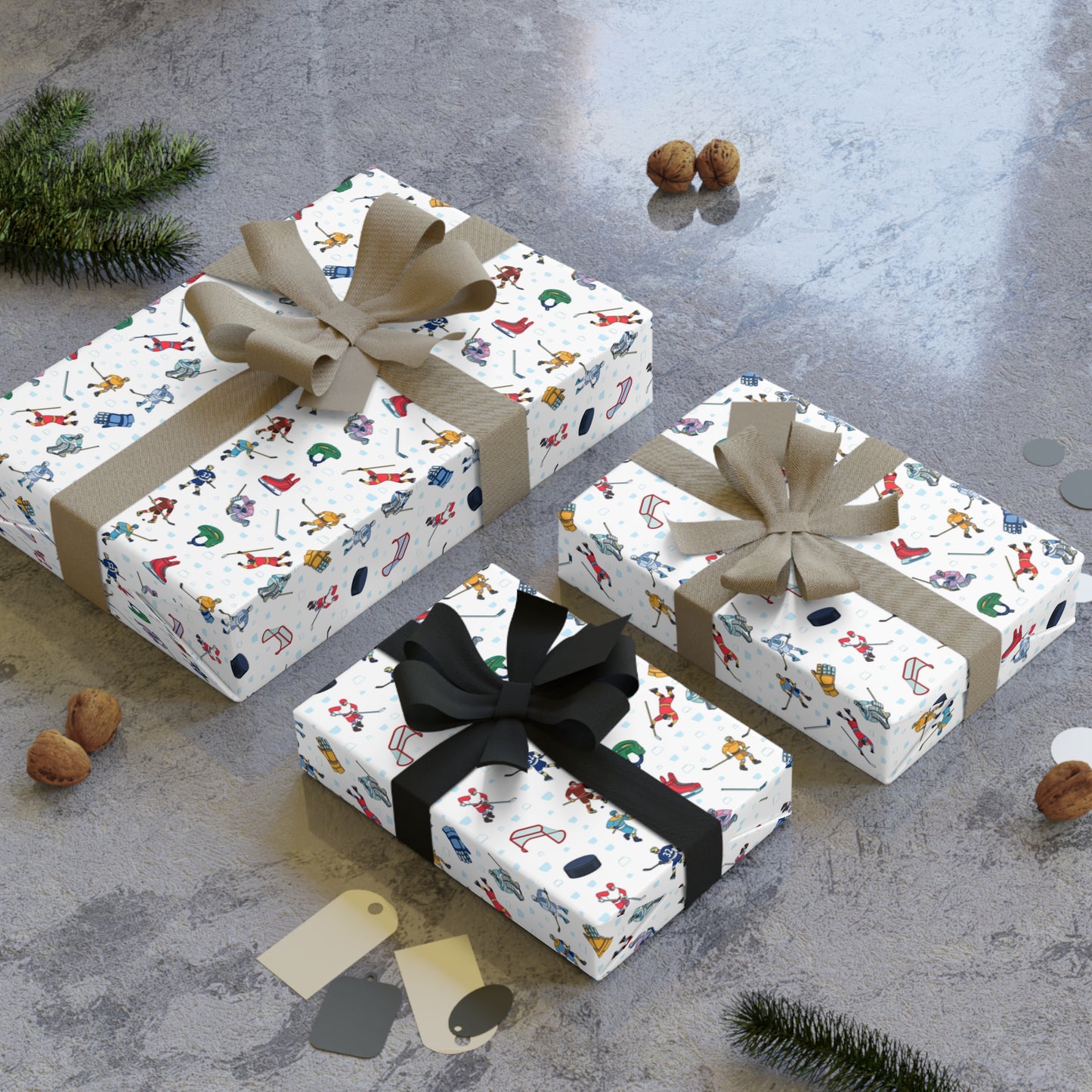 Ice Hockey Print Gift Wrapping Paper Roll