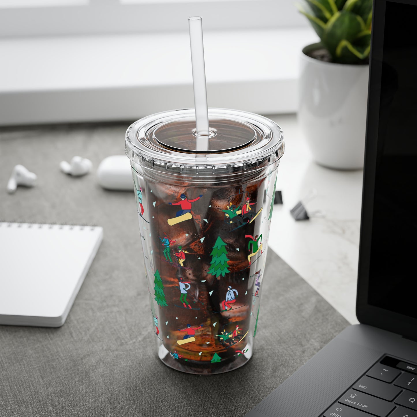 Ski Winter Landscape Themed 16oz Tumbler with Straw
