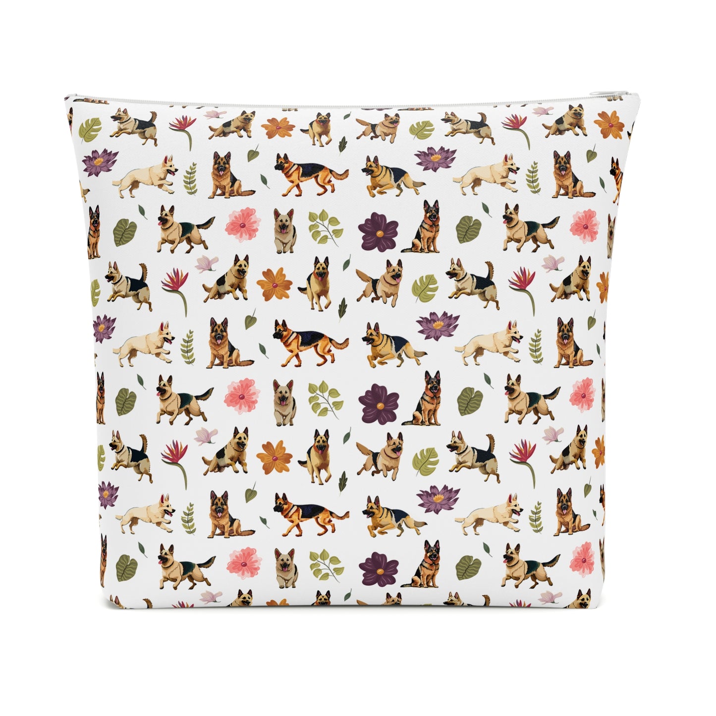 German Shepherd Print Cotton Cosmetic Bag/Makeup Organizer & Travel Pouch