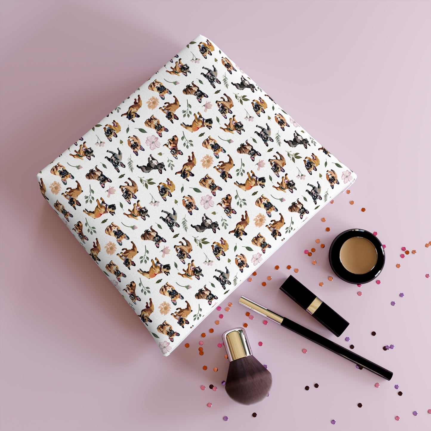 French Bulldog Print Cotton Cosmetic Bag/Makeup Organizer & Travel Pouch