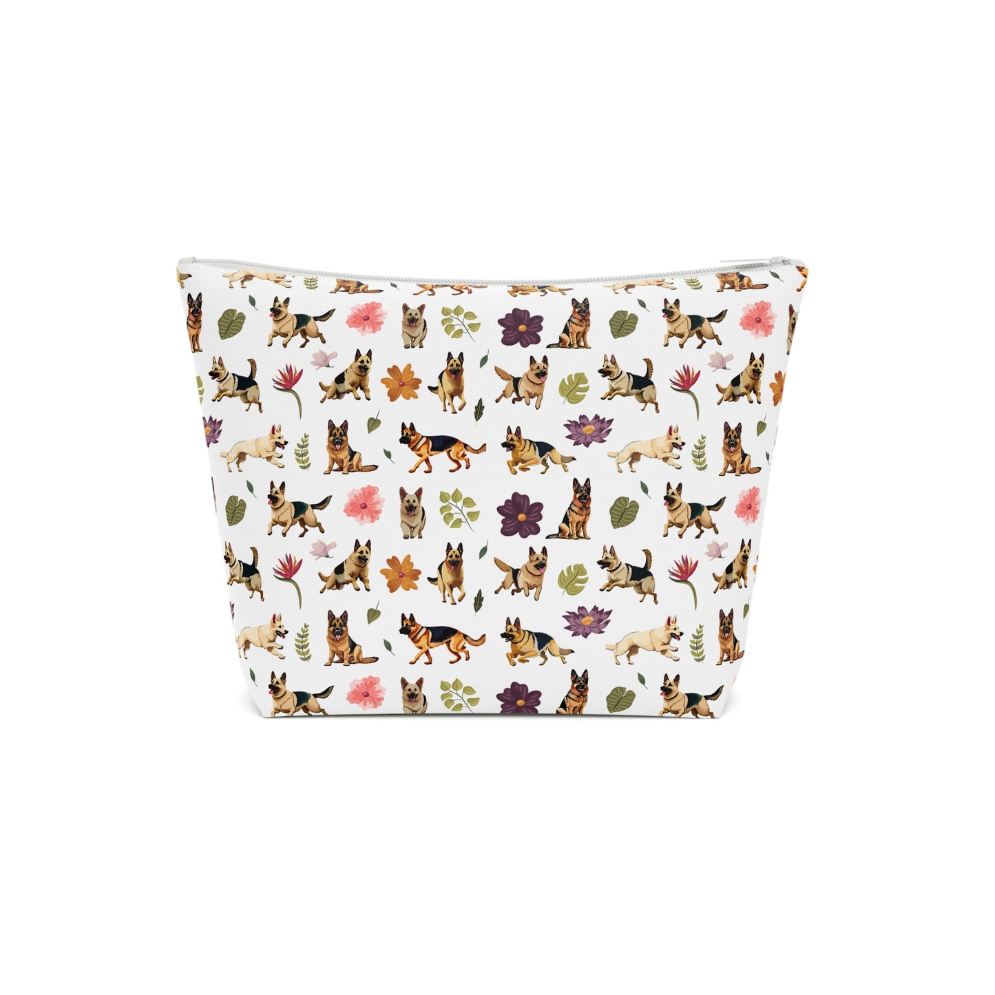 German Shepherd Print Cotton Cosmetic Bag/Makeup Organizer & Travel Pouch