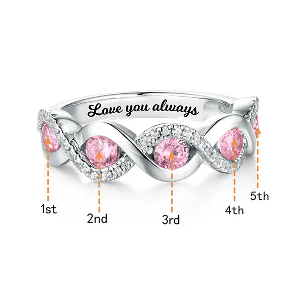 Personalized Twist Band Birthstone Ring