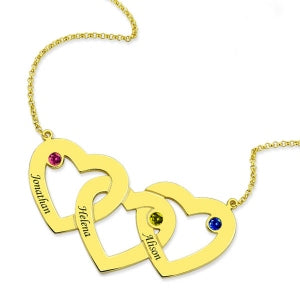 Personalized Birthstone Intertwined Hearts Necklace