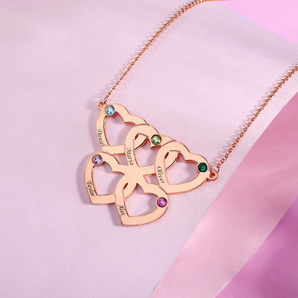 Personalized Birthstone Intertwined Hearts Necklace