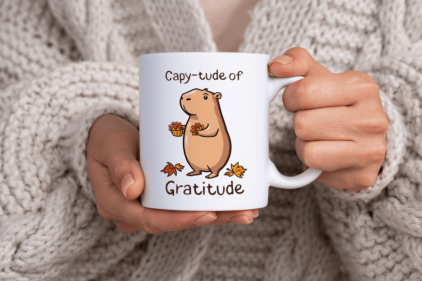 Capy-tude of Gratitude Thanksgiving Capybara Themed 11oz Ceramic Mug