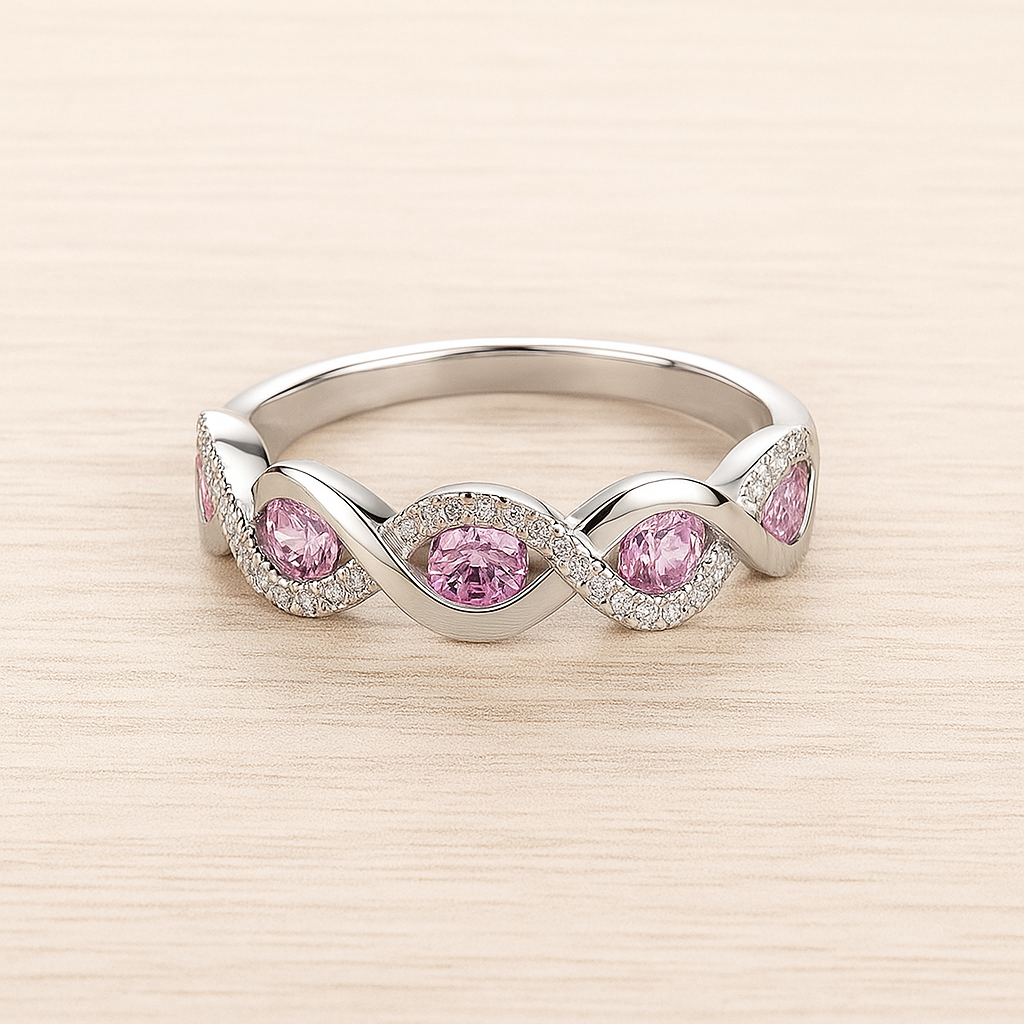 Personalized Twist Band Birthstone Ring