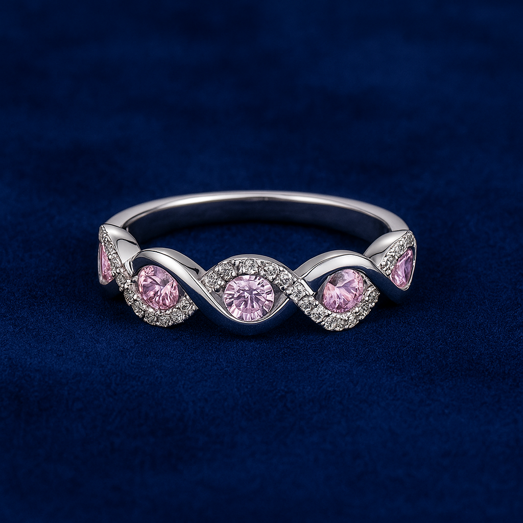 Personalized Twist Band Birthstone Ring