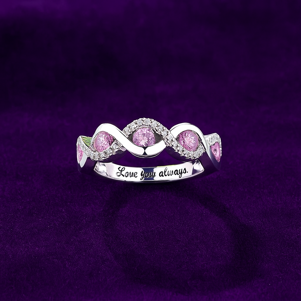 Personalized Twist Band Birthstone Ring