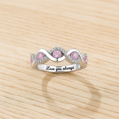 Personalisierter Geburtssteinring mit gedrehtem Band