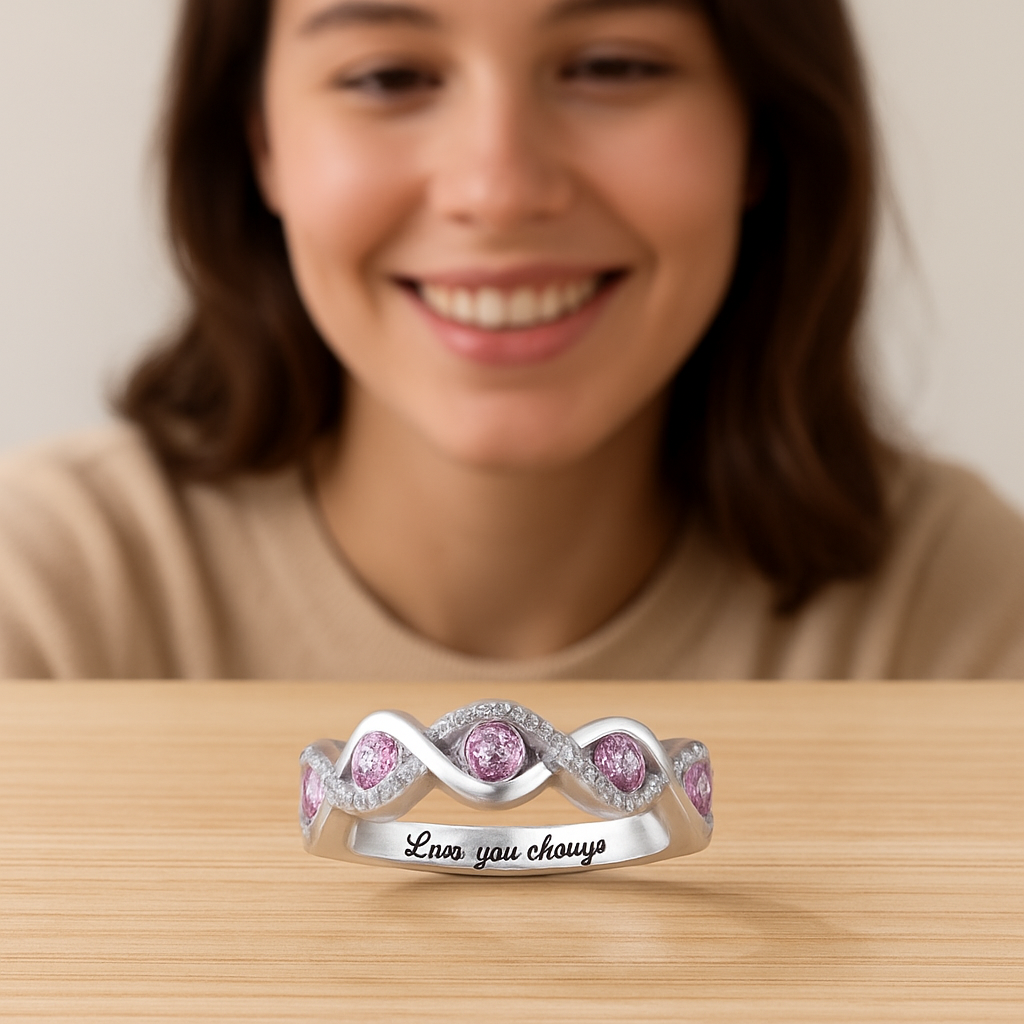 Personalized Twist Band Birthstone Ring