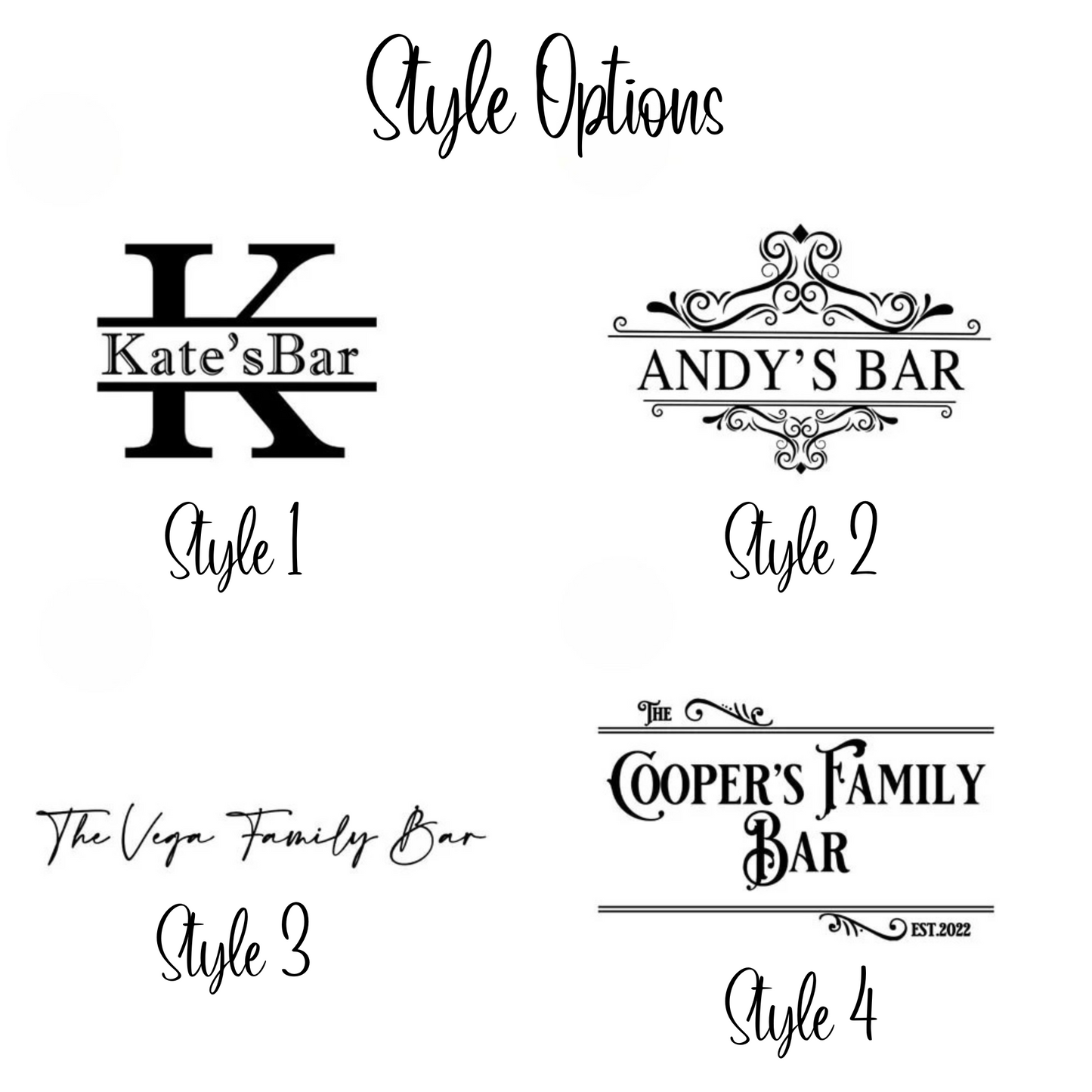 Personalized Name Black Square Bar Mat