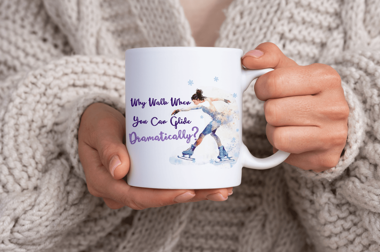 Glide Dramatically (Brown) Ice Skating Themed 11oz Ceramic Mug