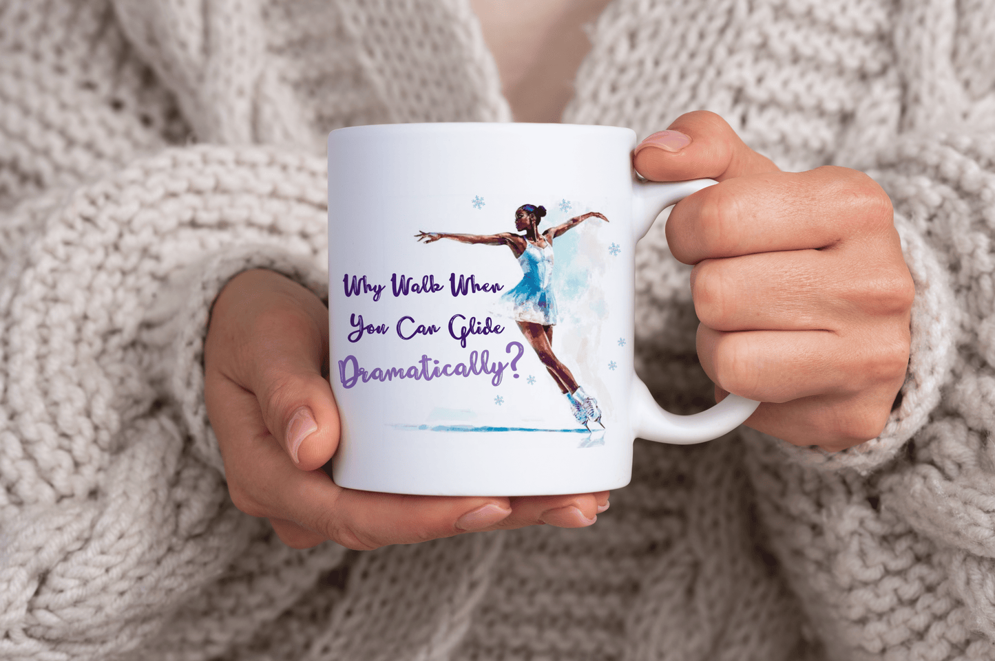Glide Dramatically (Black) Ice Skating Themed 11oz Ceramic Mug