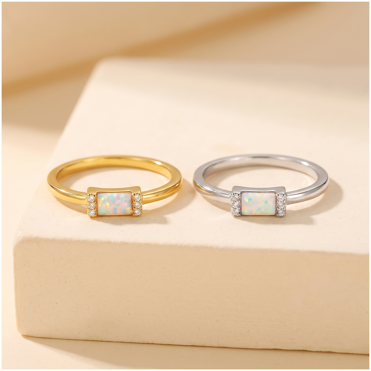 Baguette Opal Ring