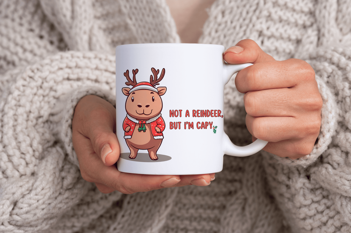 Not a Reindeer but I'm Capy Christmas Capybara Themed11oz Ceramic Mug