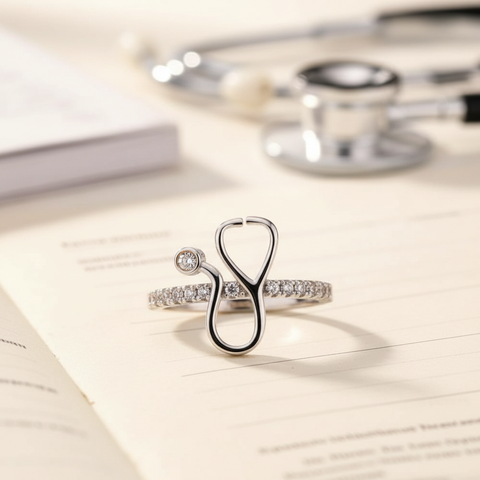 Personalized Birthstone Stethoscope Ring