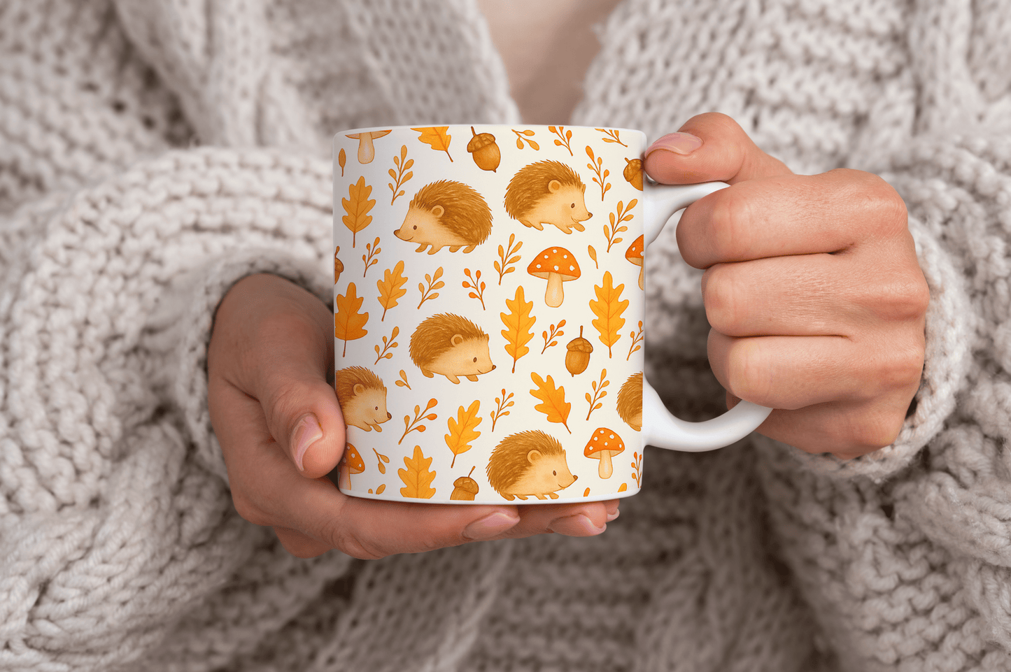 Cozy Autumn Hedgehog Print 11oz Ceramic Mug