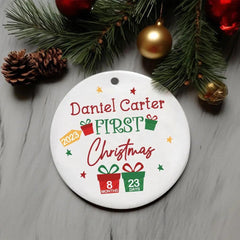 Personalisierter Weihnachtsschmuck für Babys erstes Weihnachtsfest
