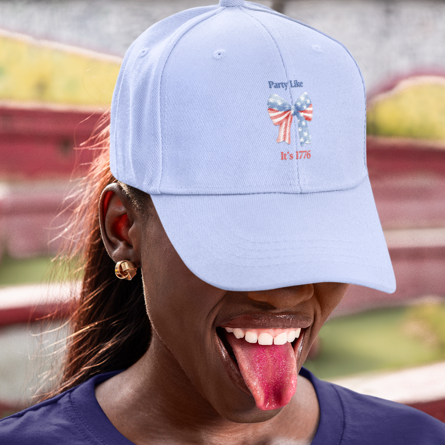 "Party Like It's 1776" 4th of July Bow Classic Cotton Dad Cap
