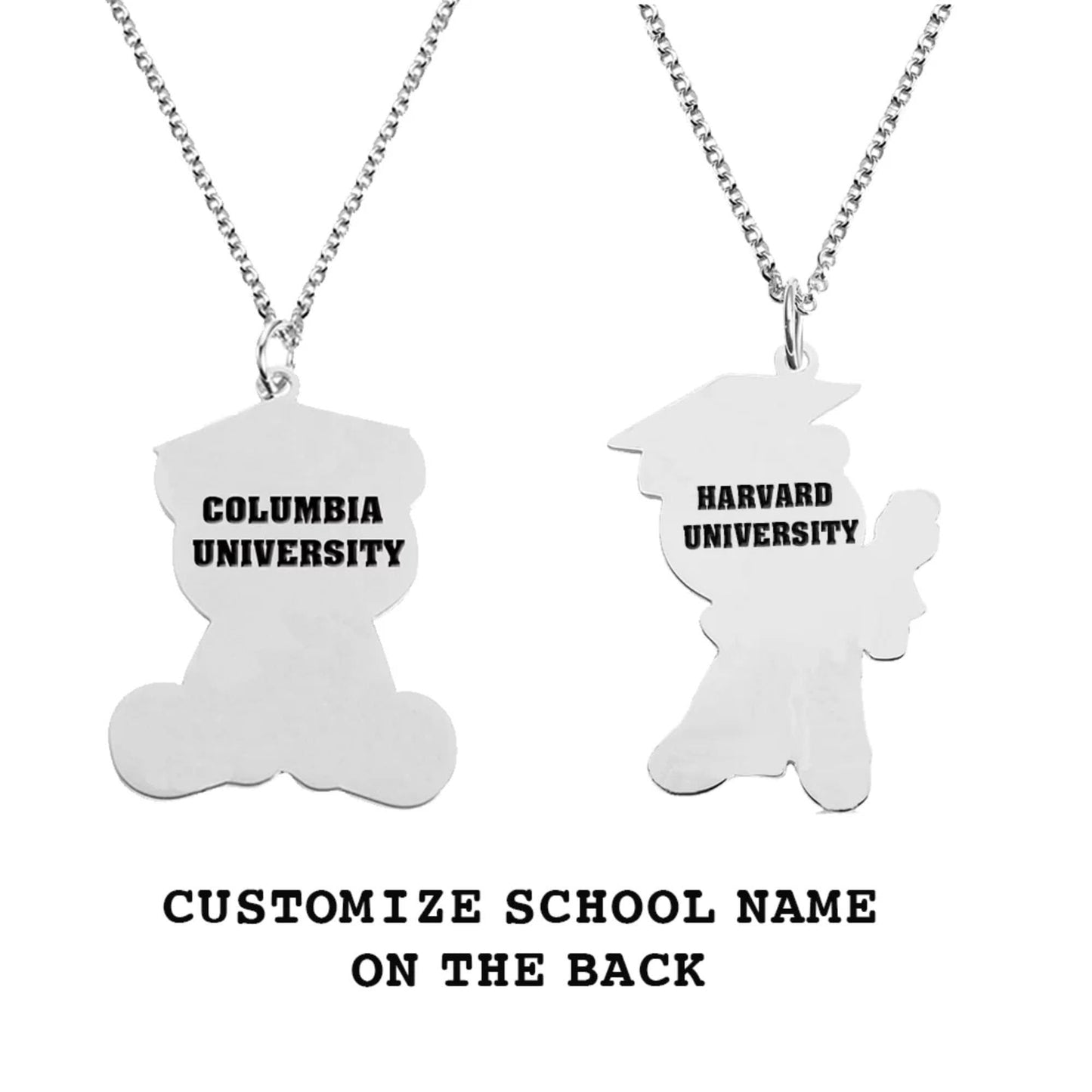 Custom Graduation Bear Necklace, Name + Year