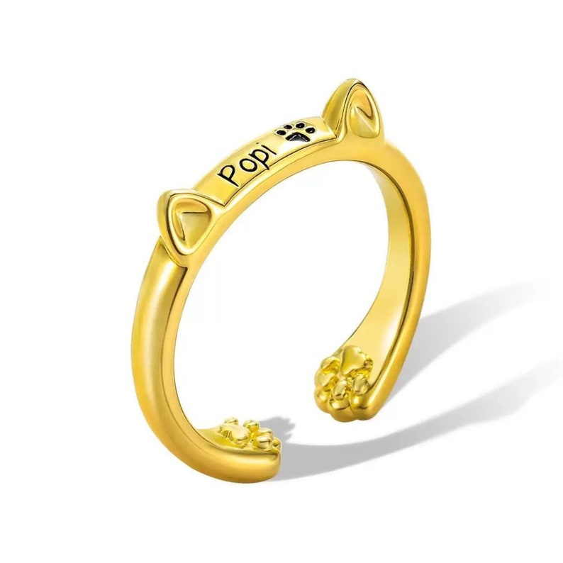 Personalized Cat Ears & Paw Imprint Ring