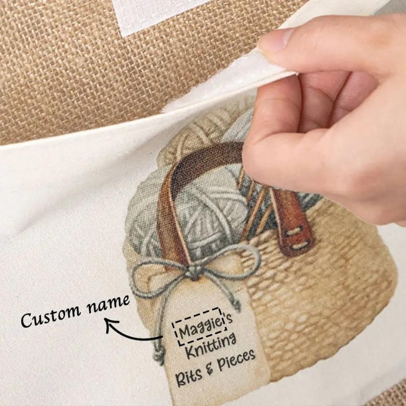 Custom Name Large Knitting Tote Bag