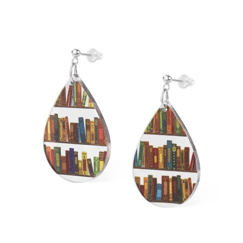 Book Shelf Dangly Earrings