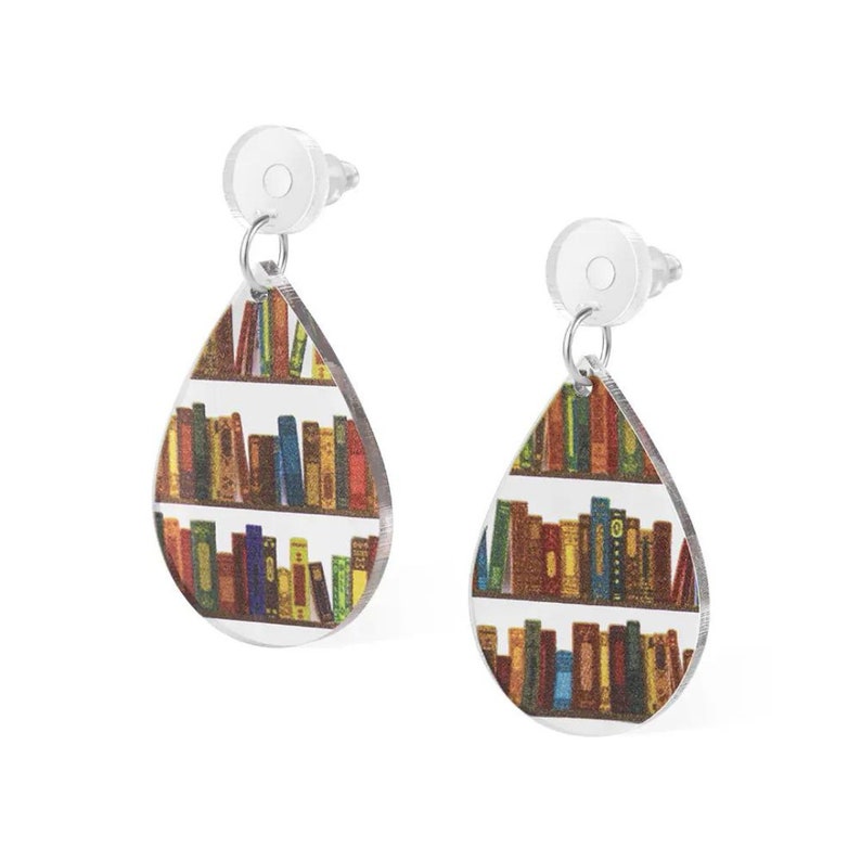 Book Shelf Dangly Earrings