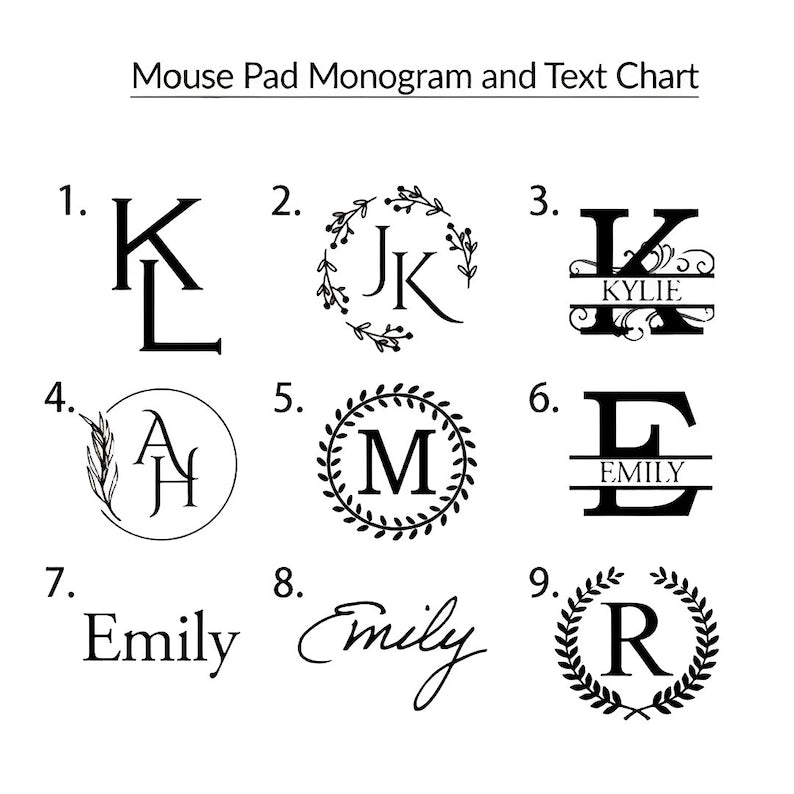 Custom Initial Leather Mouse Pad with Wrist Support