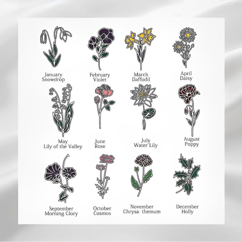 Custom Name Metal Bookmark with Birth Flower