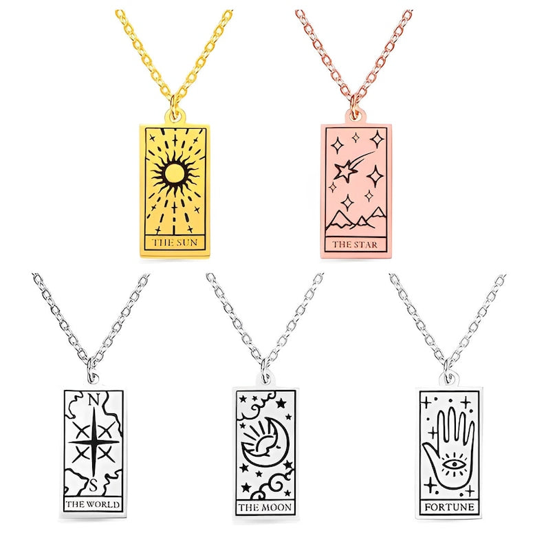 Tarot Card Necklace with Custom Name