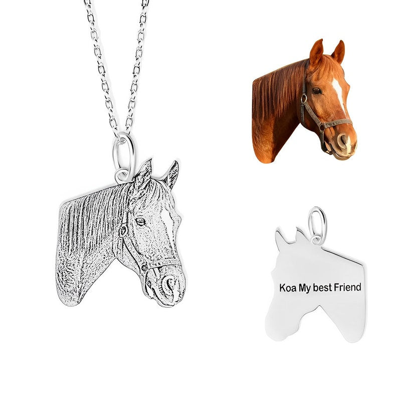 Custom Name Horse Portrait Necklace