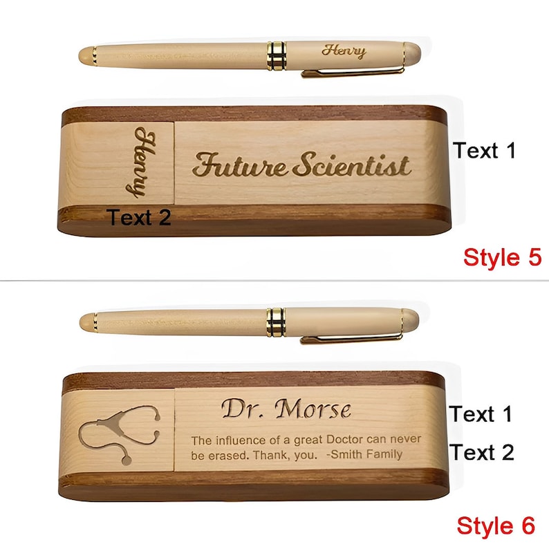 Custom Name Wooden Pen & Case Set