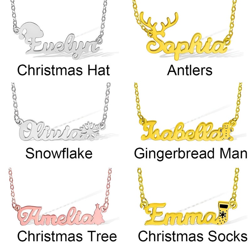 Personalized Name Christmas Necklace