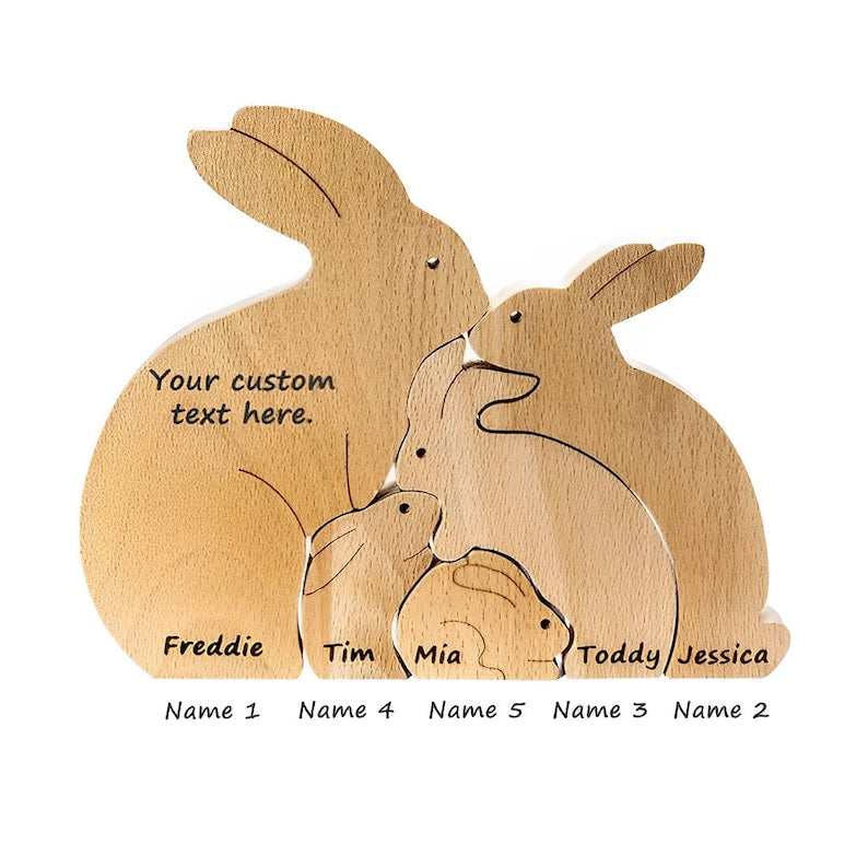 Personalized Easter Bunnies Wooden Puzzle