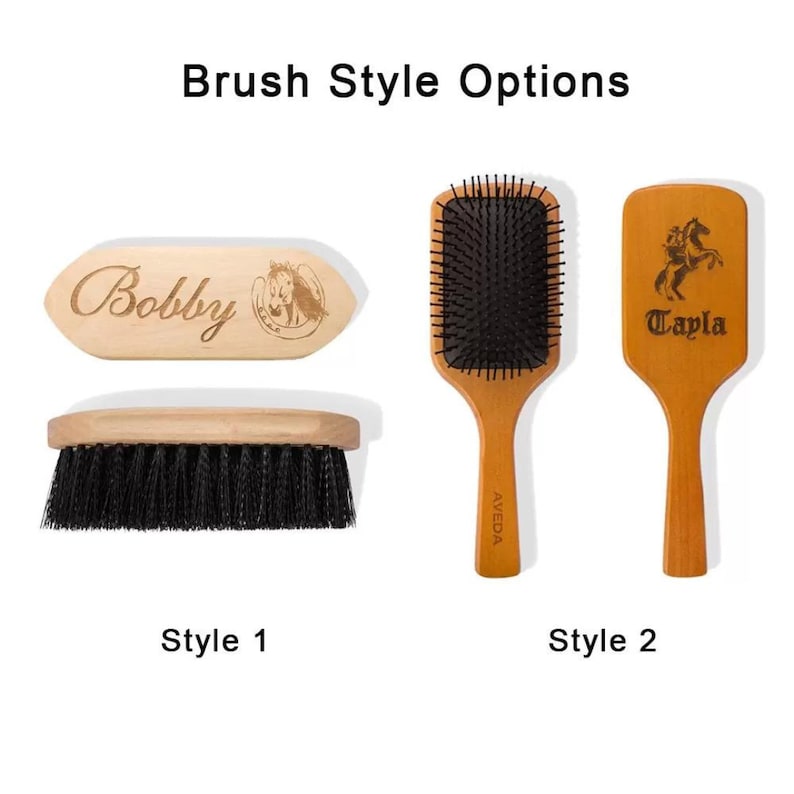 Custom Text Pattern Engraved Horse Brush