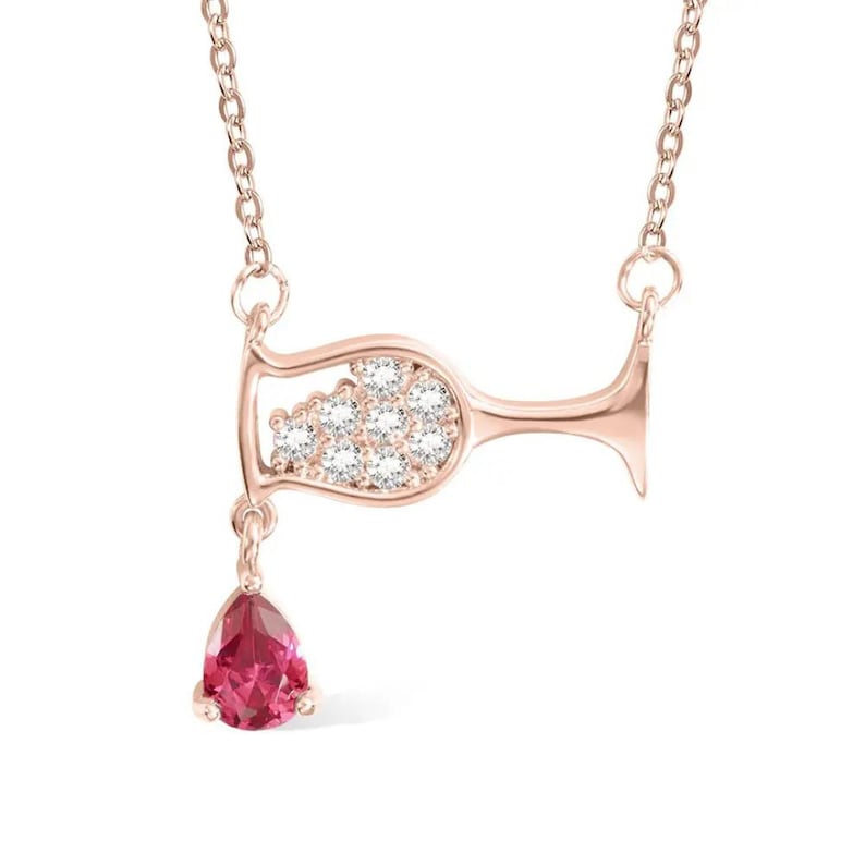 Wine Glass Ruby Birthstone Necklace