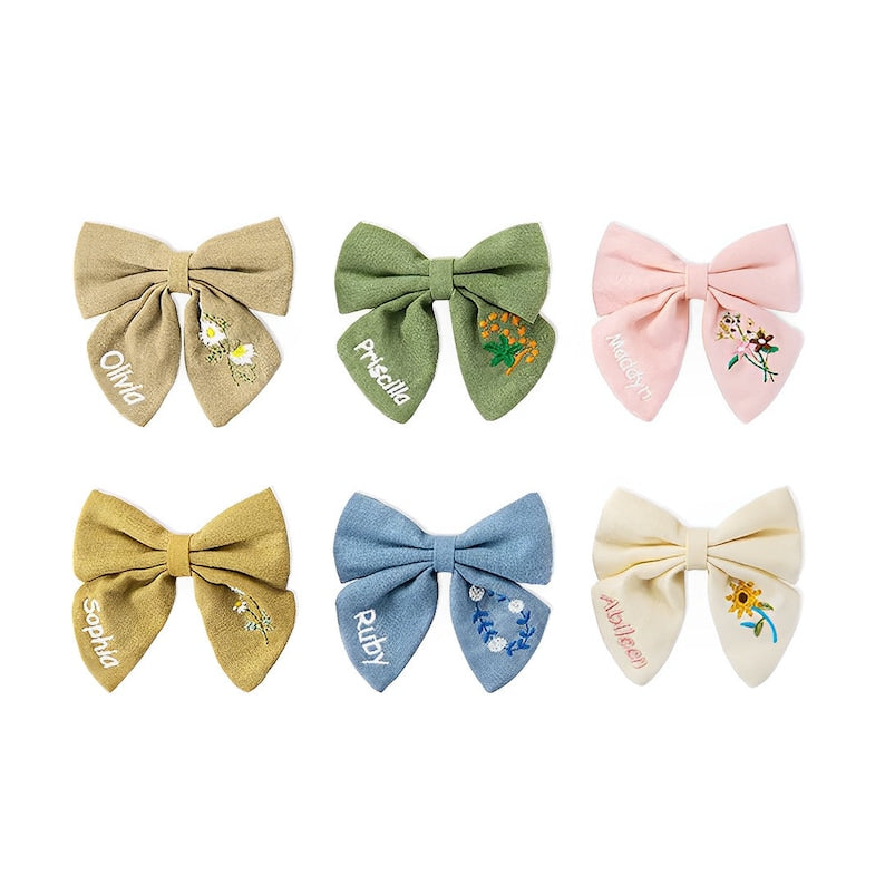 Personalized Embroidered Hair Bow