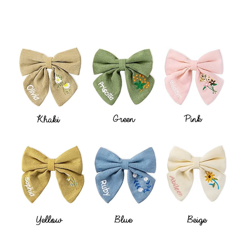 Personalized Embroidered Hair Bow
