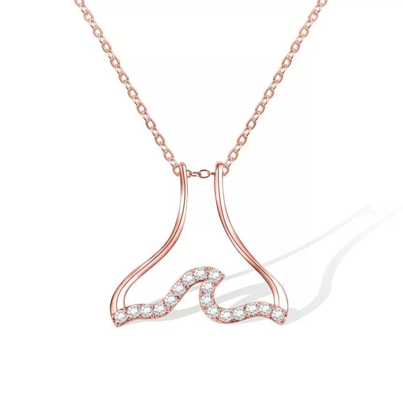 Wave Ring Holder Necklace with Zircona Crystals