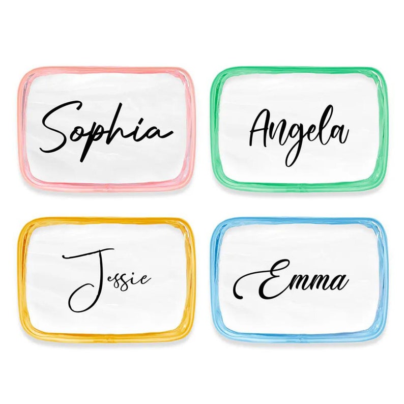 Custom Name Clear Zipper Makeup Bag