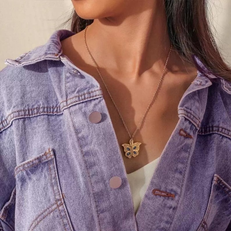 Personalized Butterfly Opening Locket Necklace with Heart