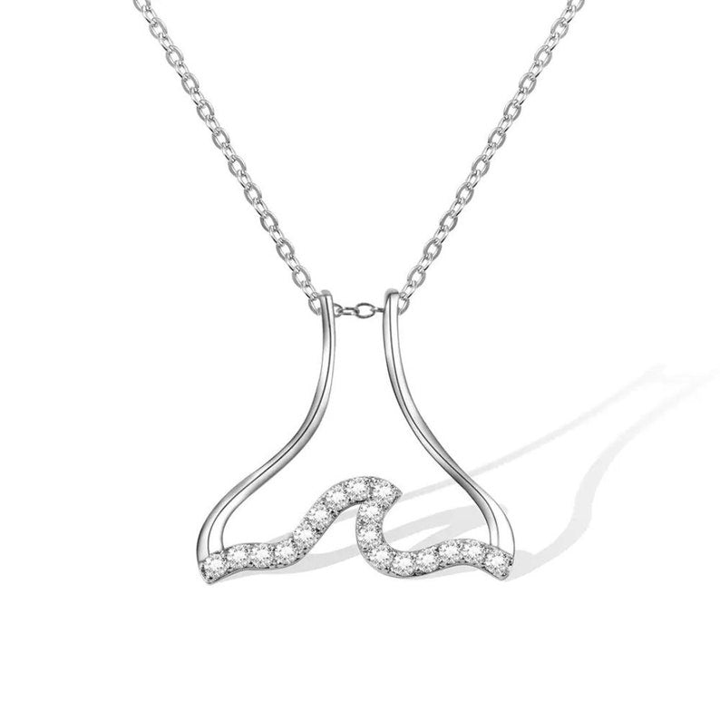 Wave Ring Holder Necklace with Zircona Crystals