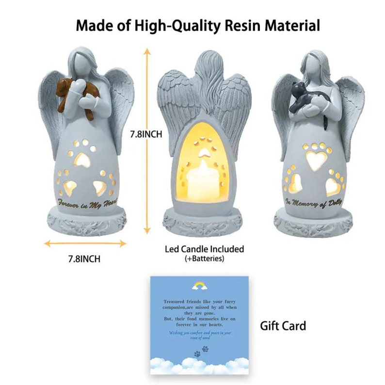 Custom Pet Guardian Angel Candle Holder Statue with LED